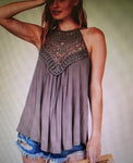 Taupe Crochet Tank